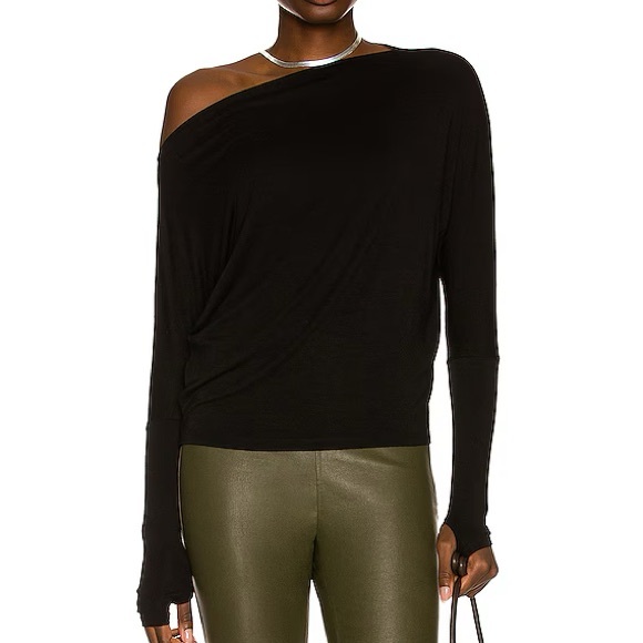 Enza Costa Tops - Enza Costa silk jersey slouchy top in black